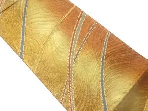 渡文製　曲線模様織出し袋帯